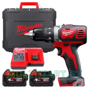 Дрель-шуруповерт Milwaukee M18 BDD-402C (с 2-мя АКБ 4 Ач, кейс)